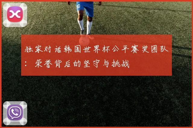 独家对话韩国世界杯公平赛奖团队：荣誉背后的坚守与挑战